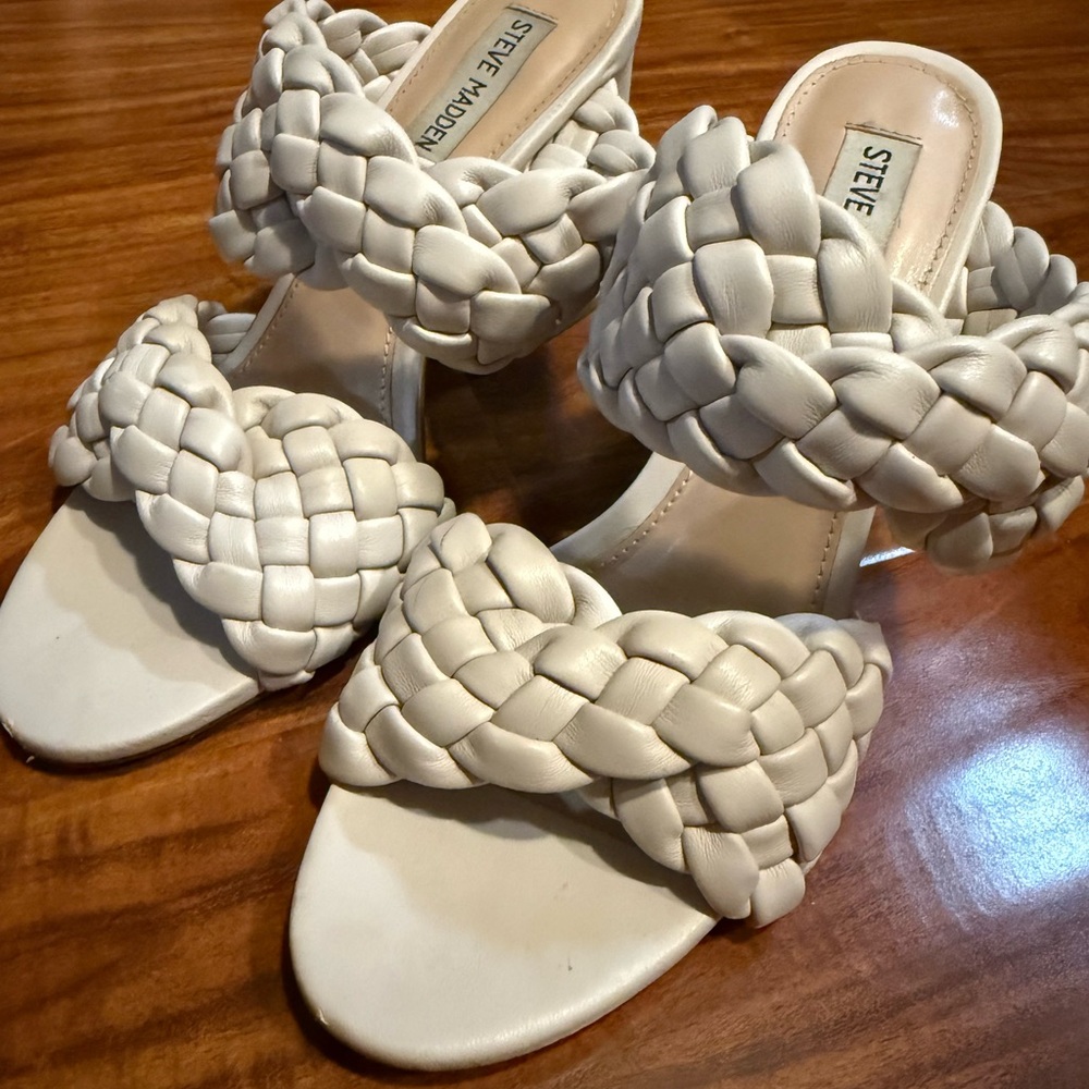 Steve Madden Women's Braided Cream Heels